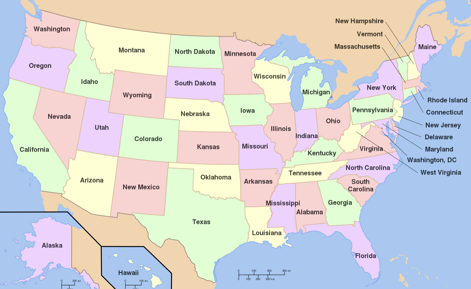 map of 50 states